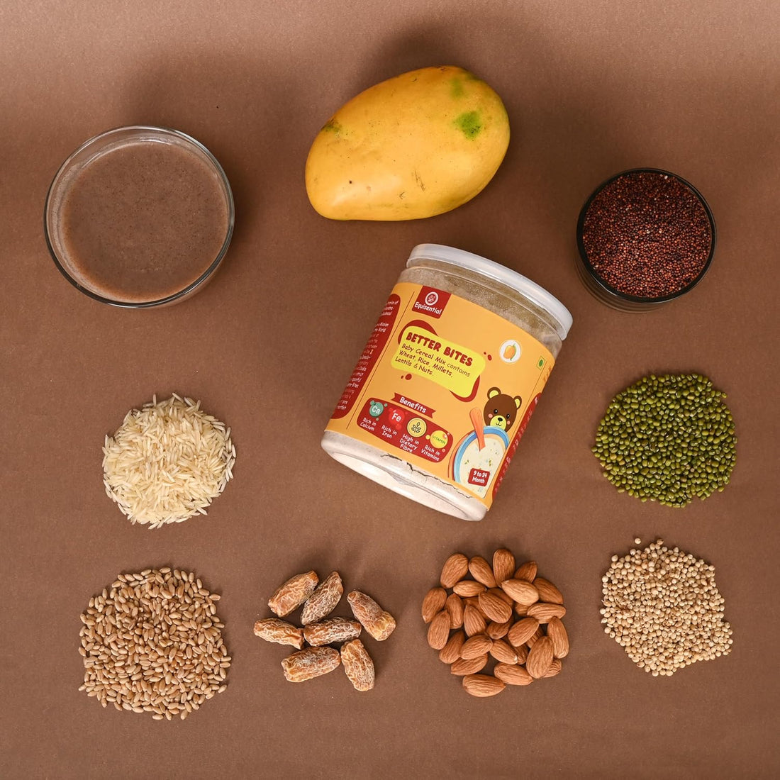 Equisential - Better Bites Instant Porridge Infant Baby Cereal  | Mango - 9 to 24 Month | 200gms |