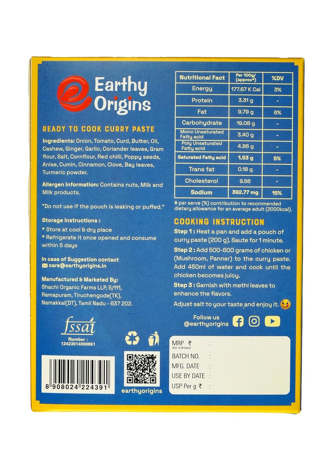 Earthy Origins Butter Chicken Curry Paste | 200g