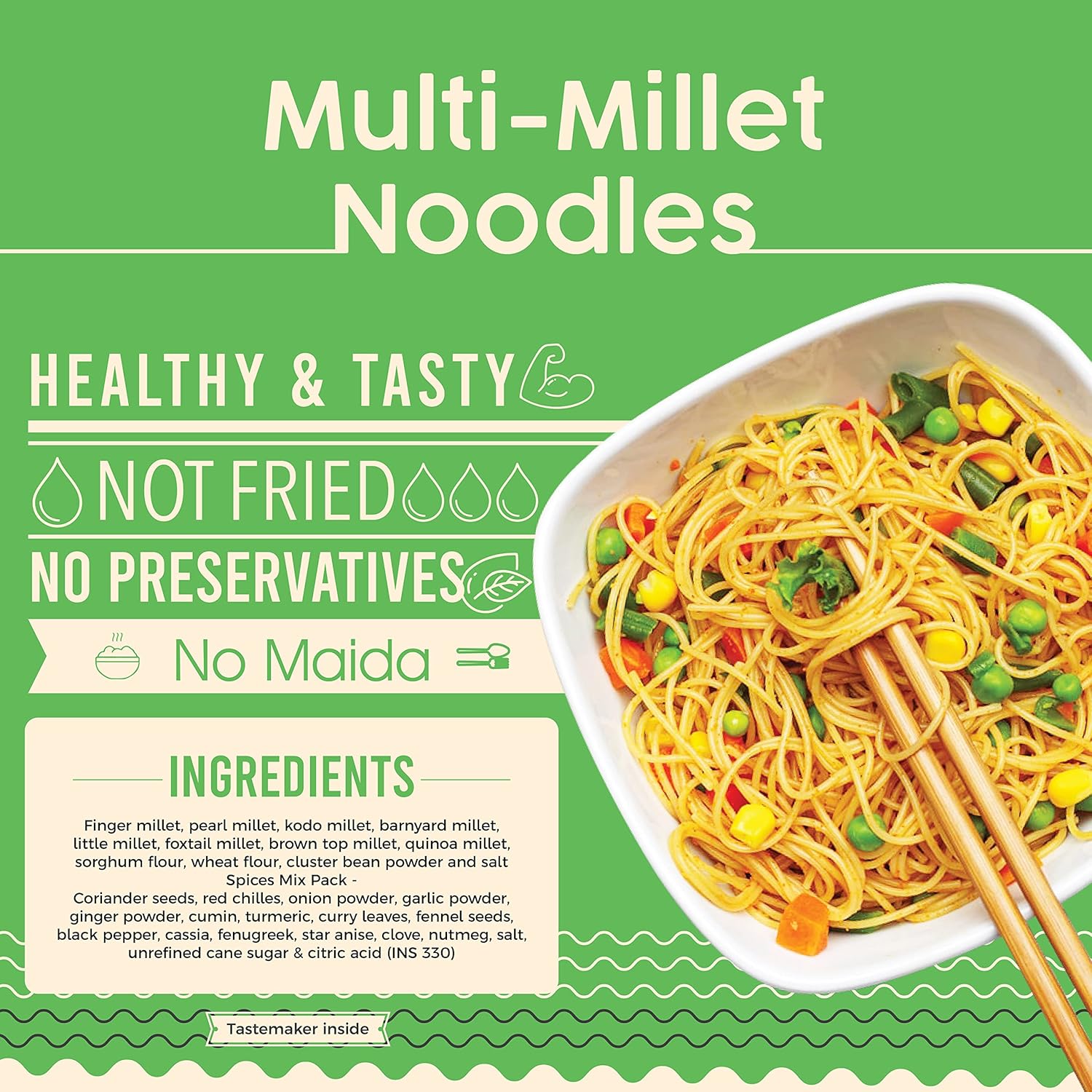 FittR bites Multi masala millet Healthy Noodles [Pack of 2]
