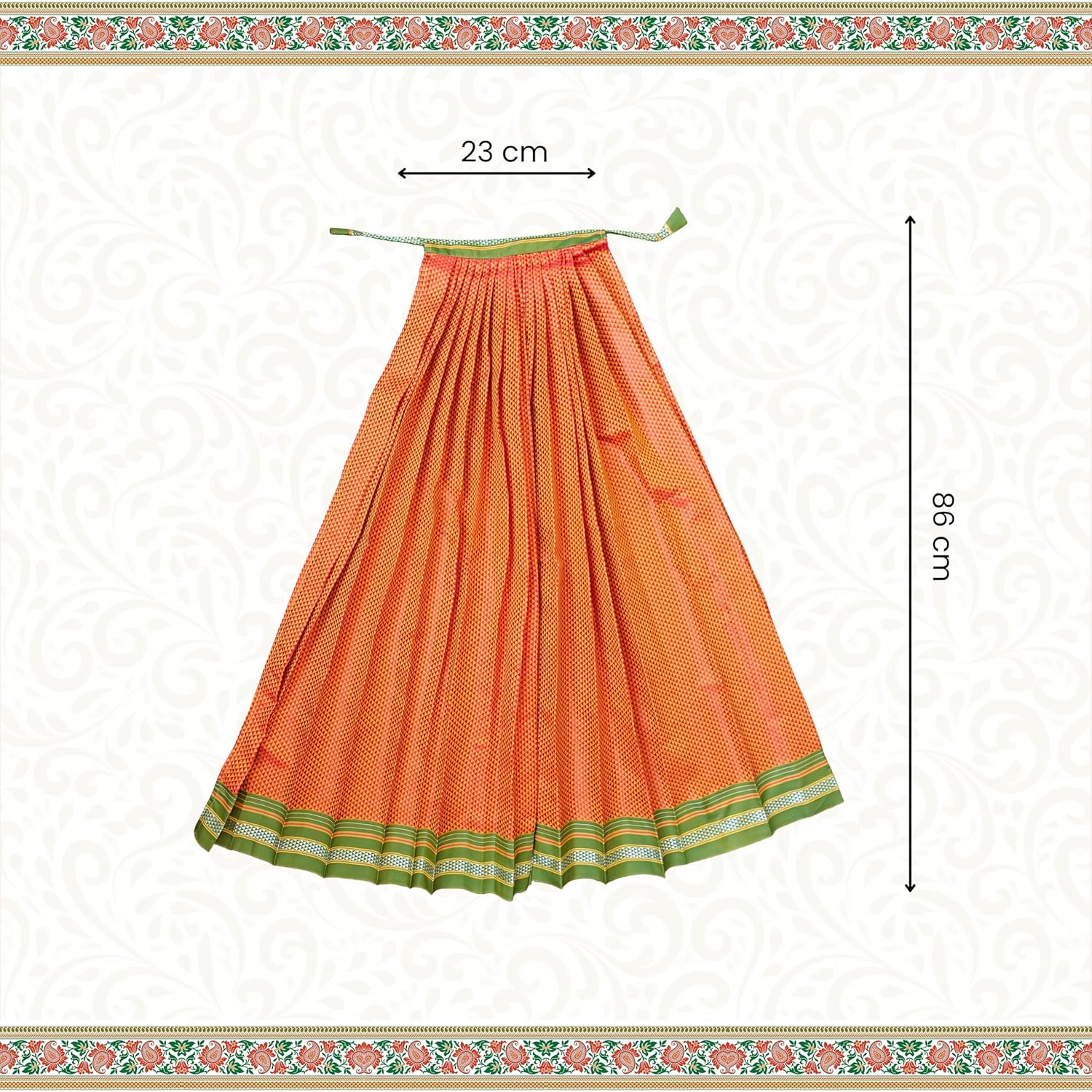 Gudhi Vastra for Gudhi Padwa Festival (Khun, Orange Green Border)
