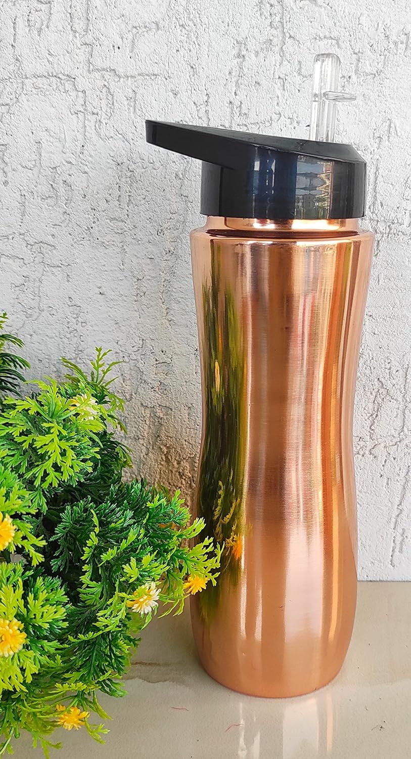 Indian Art Villa Pure Copper Sipper Water Bottle - 750ml
