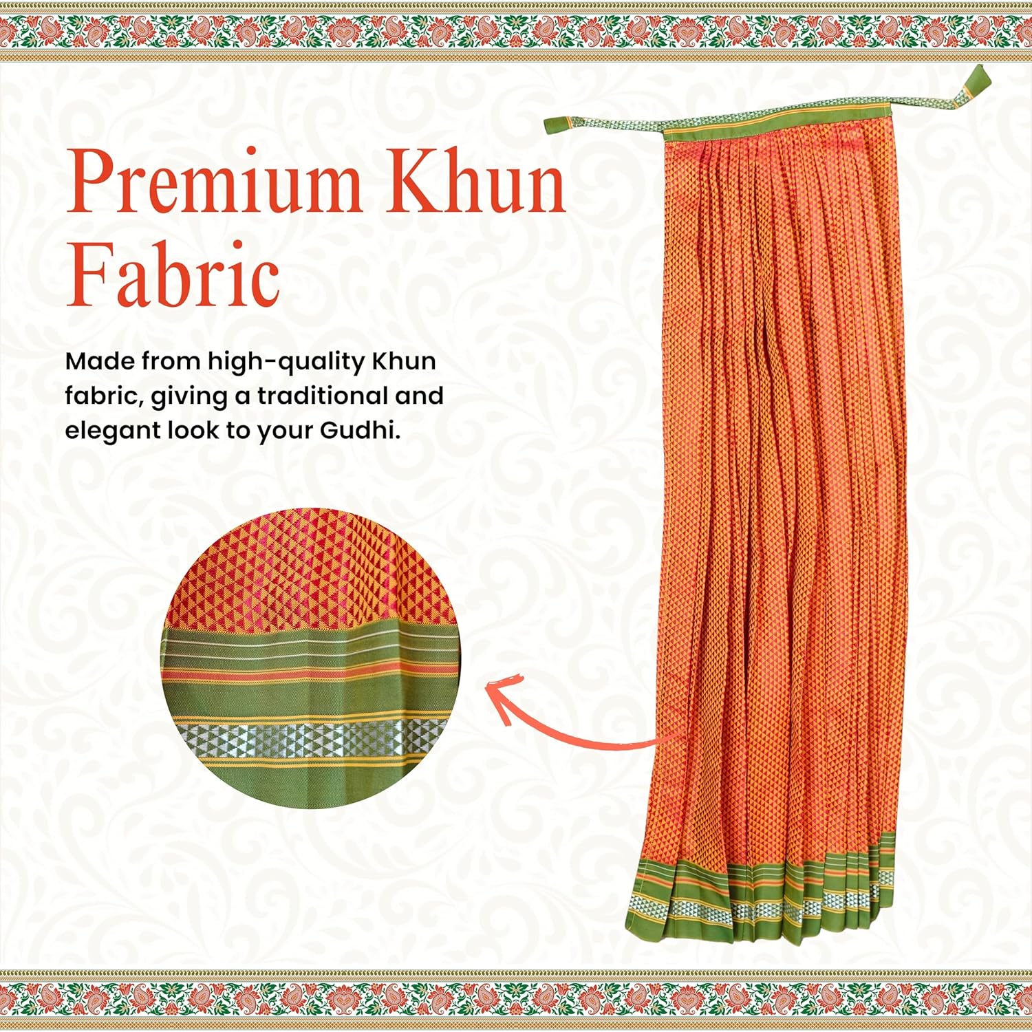Gudhi Vastra for Gudhi Padwa Festival (Khun, Orange Green Border)