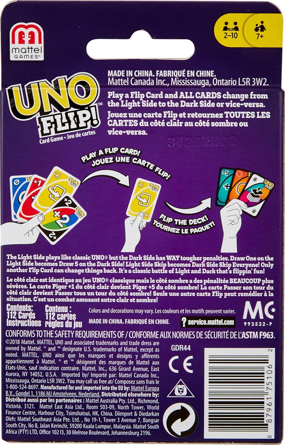 UNO Kid Mattel Games Uno Flip Side Card Game, Multi Color