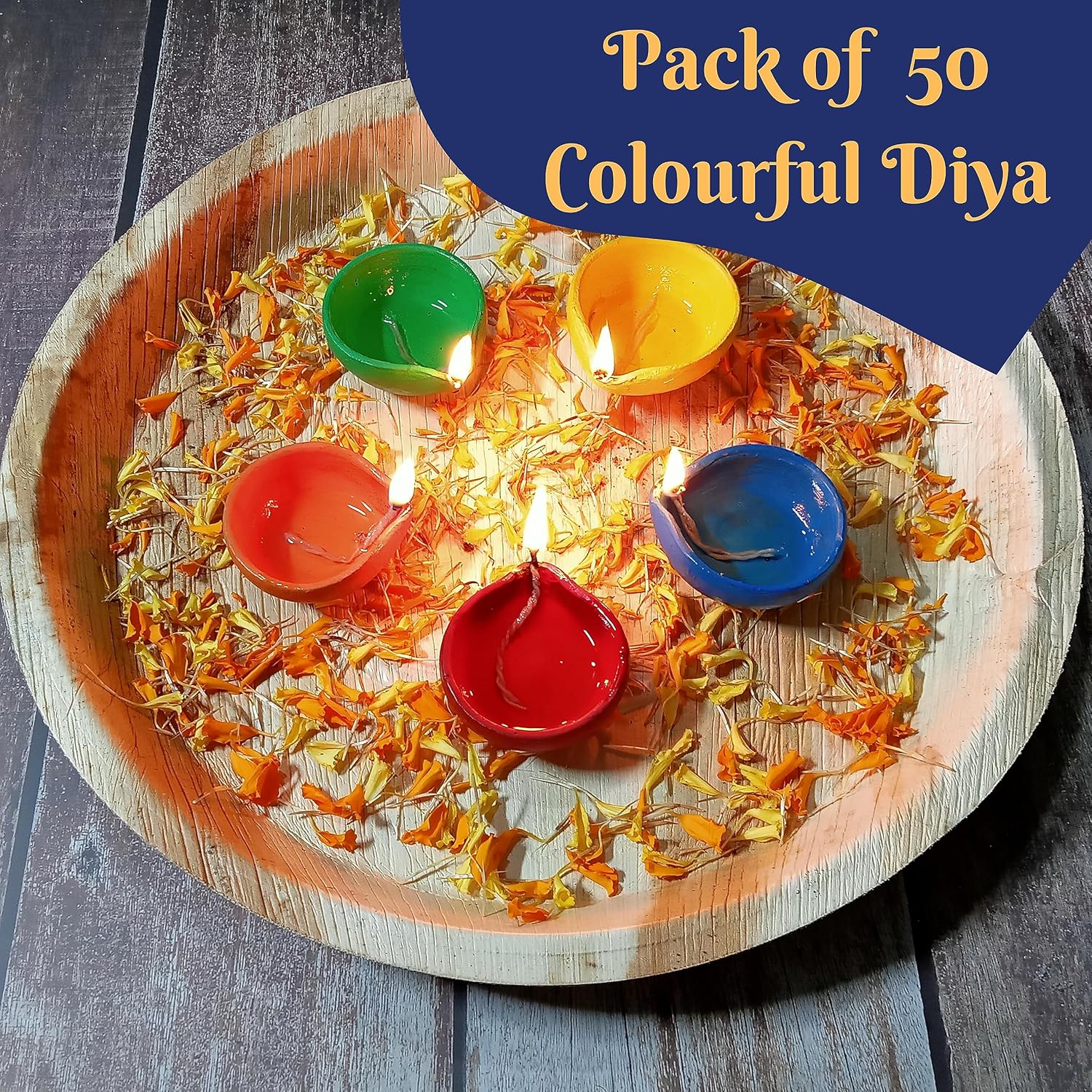 Indian Karigar Diya for Diwali Decoration Items  50 Colourful Clay Decorative Diyas