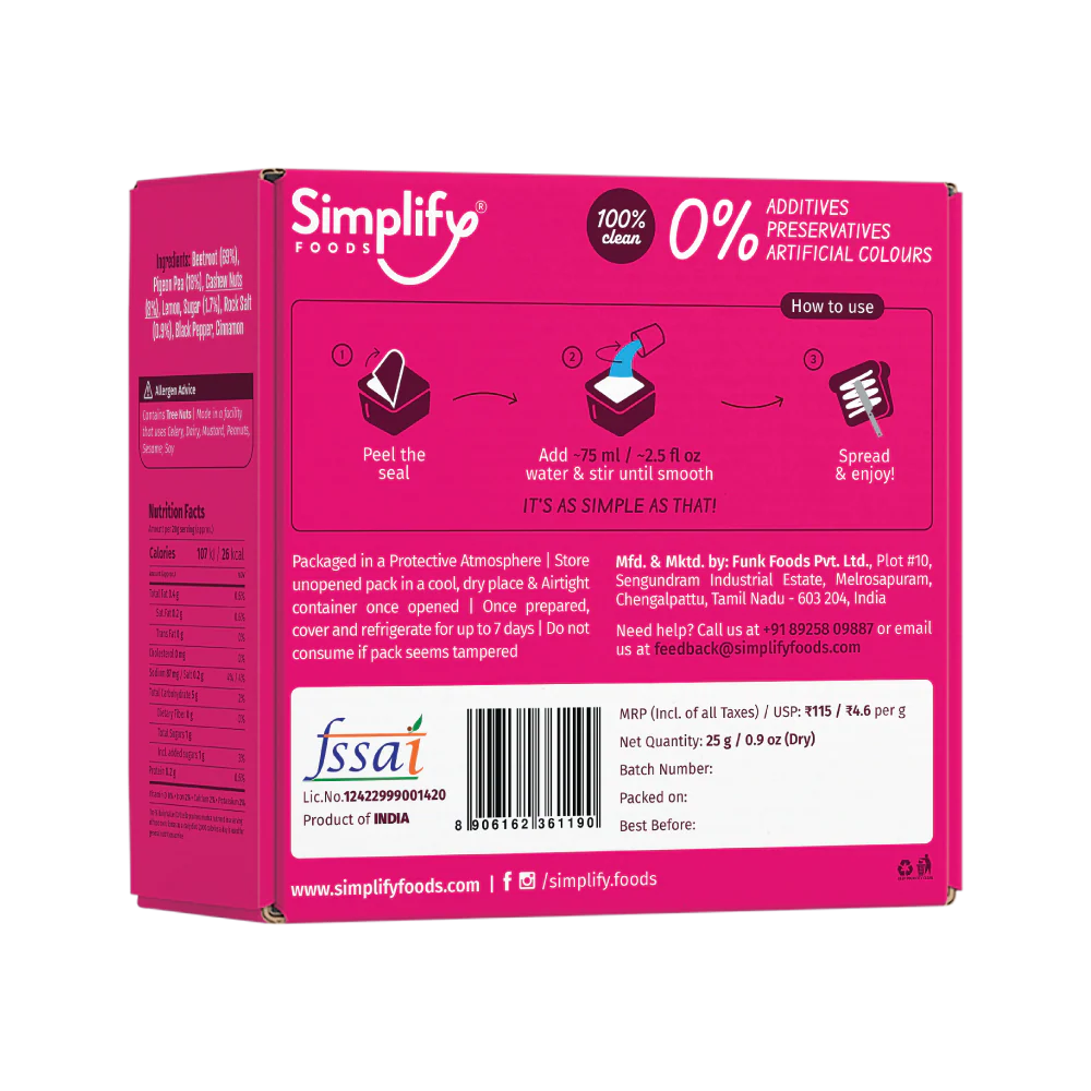 Simplify  Foods Cashew & Beetroot Spread 25g