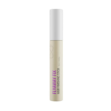 Hair finishing stick with white cap and beige body on a white background
