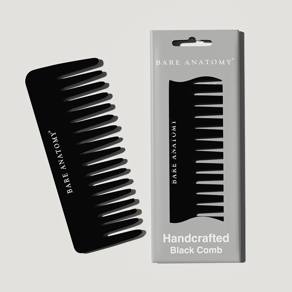 Bare Anatomy Handcrafted Black Comb | Wide-Tooth Detangler