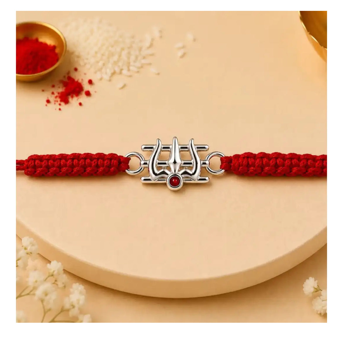 Kalyan Jewellers 925 Tripundra Silver Trishul Rakhi