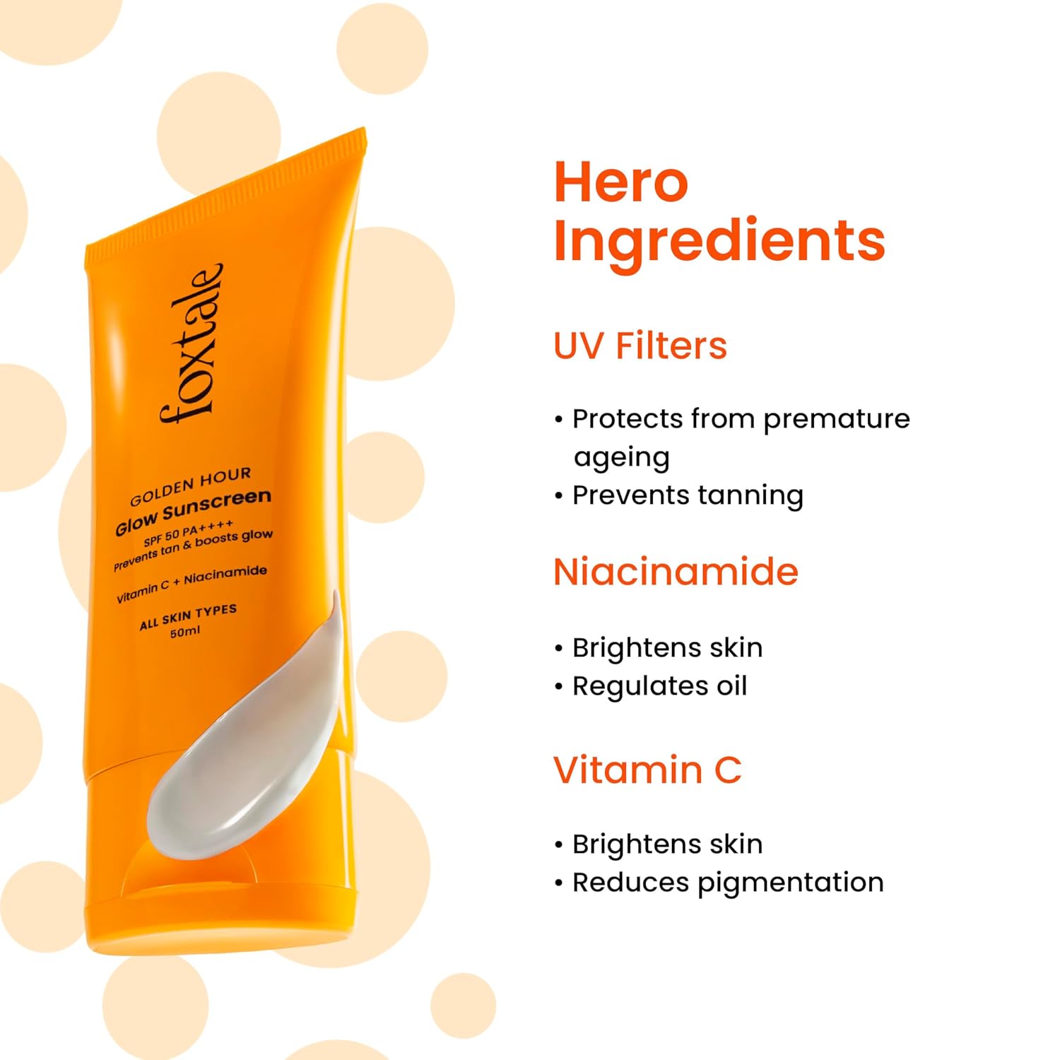 Foxtale SPF 50 Vitamin C Glow Sunscreen PA3