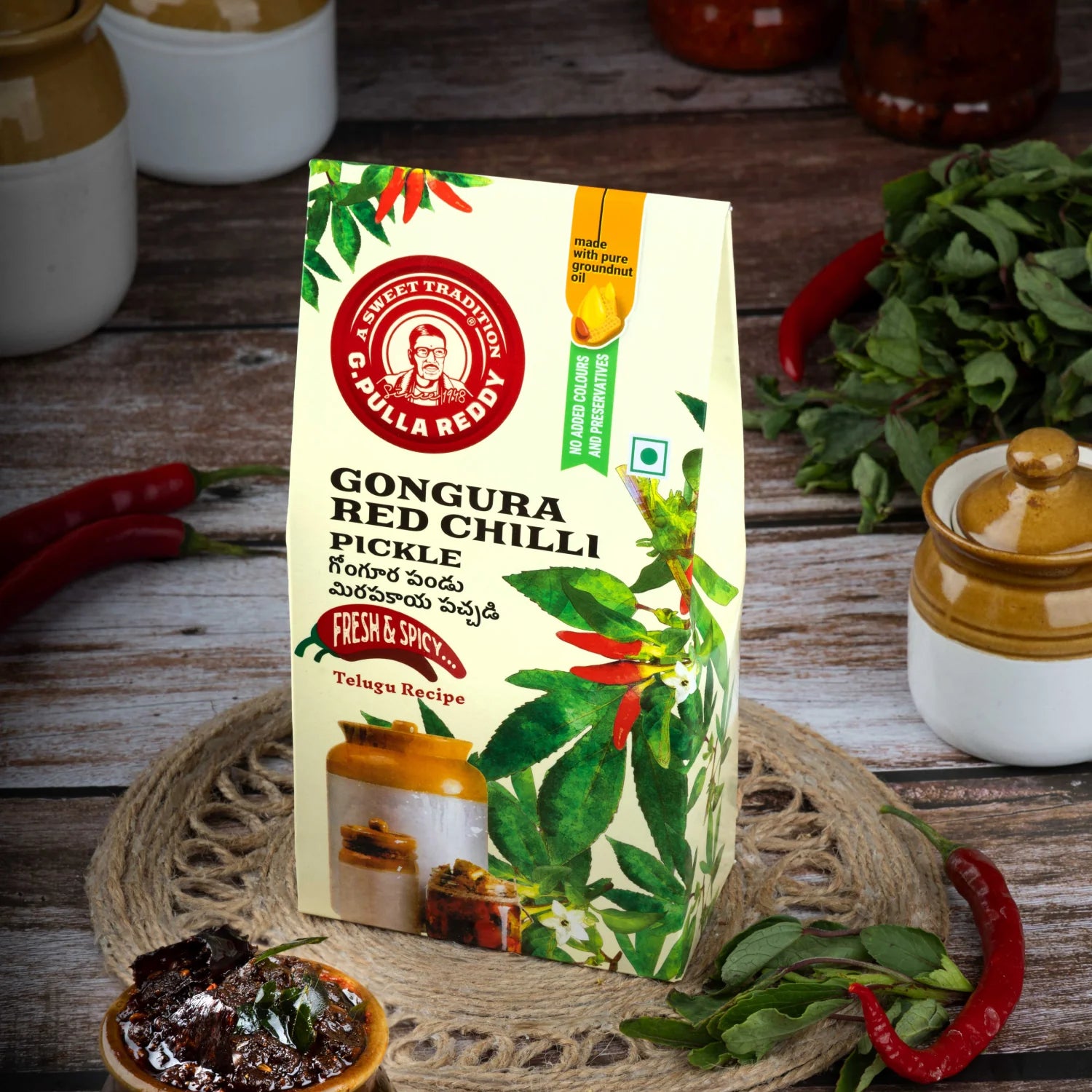 Cheese Reddy G Pulla Reddy Gongura Red Chilli Pickle Pouch - 400g – My Indian Store