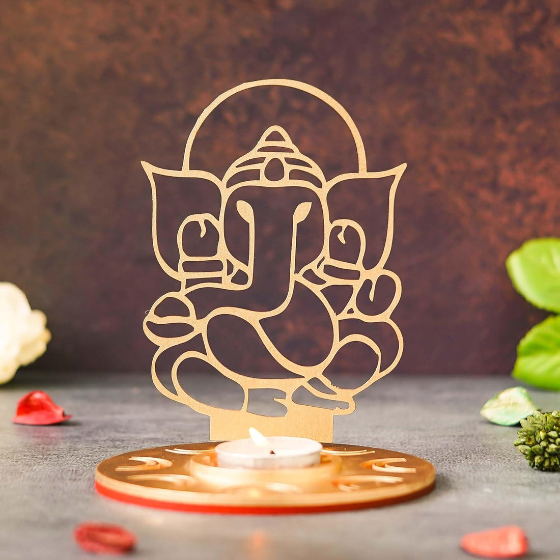 Ganesha MDF Shadow Tea Light Candle Holder Decor