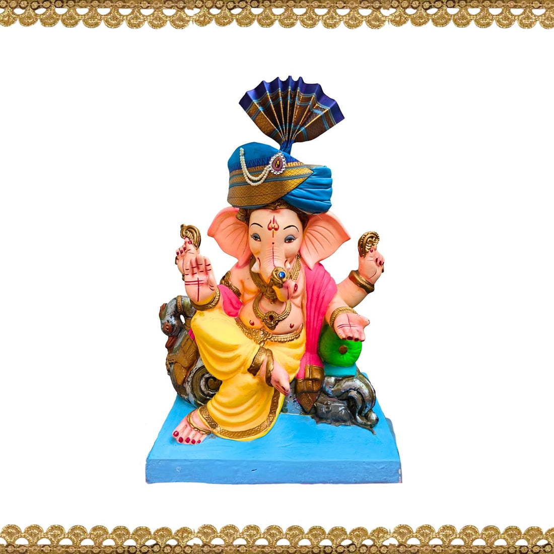 Ganesh Feta Mukut Silk Blue