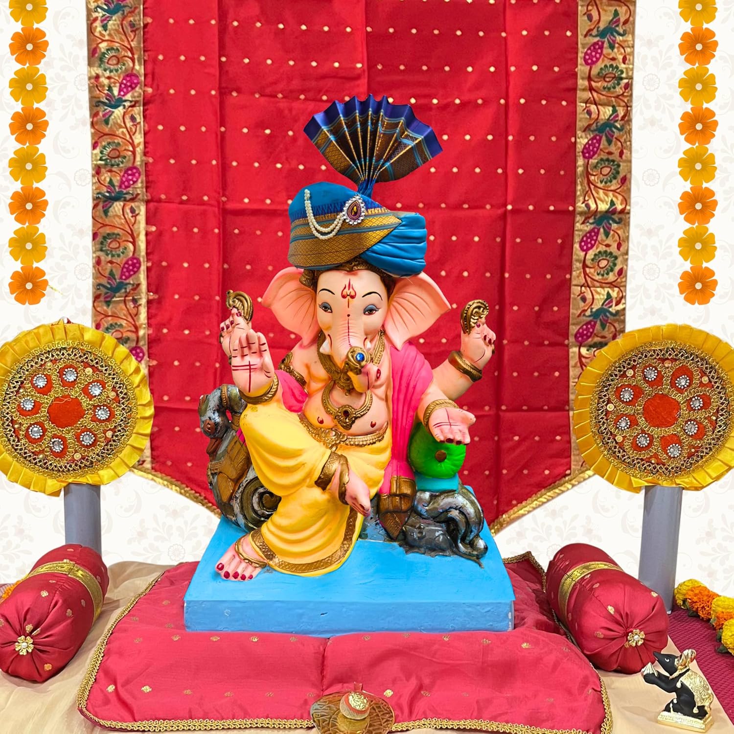 Ganesh Feta Mukut Silk Blue4