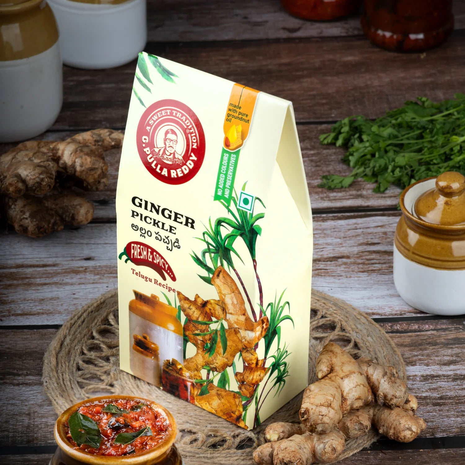 G Pulla Reddy Ginger Pickle Pouch New - 400g