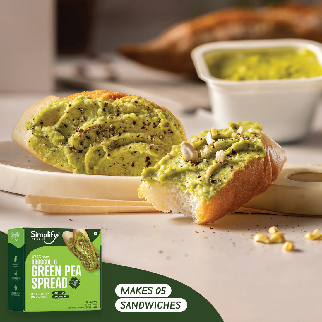 Simplify Foods Broccoli & Green Pea Spread - 30g