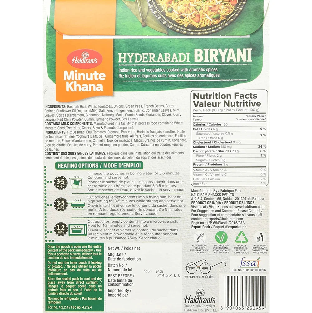 Haldiram's Ready To Eat Hyderabadi Biryani -200 gm