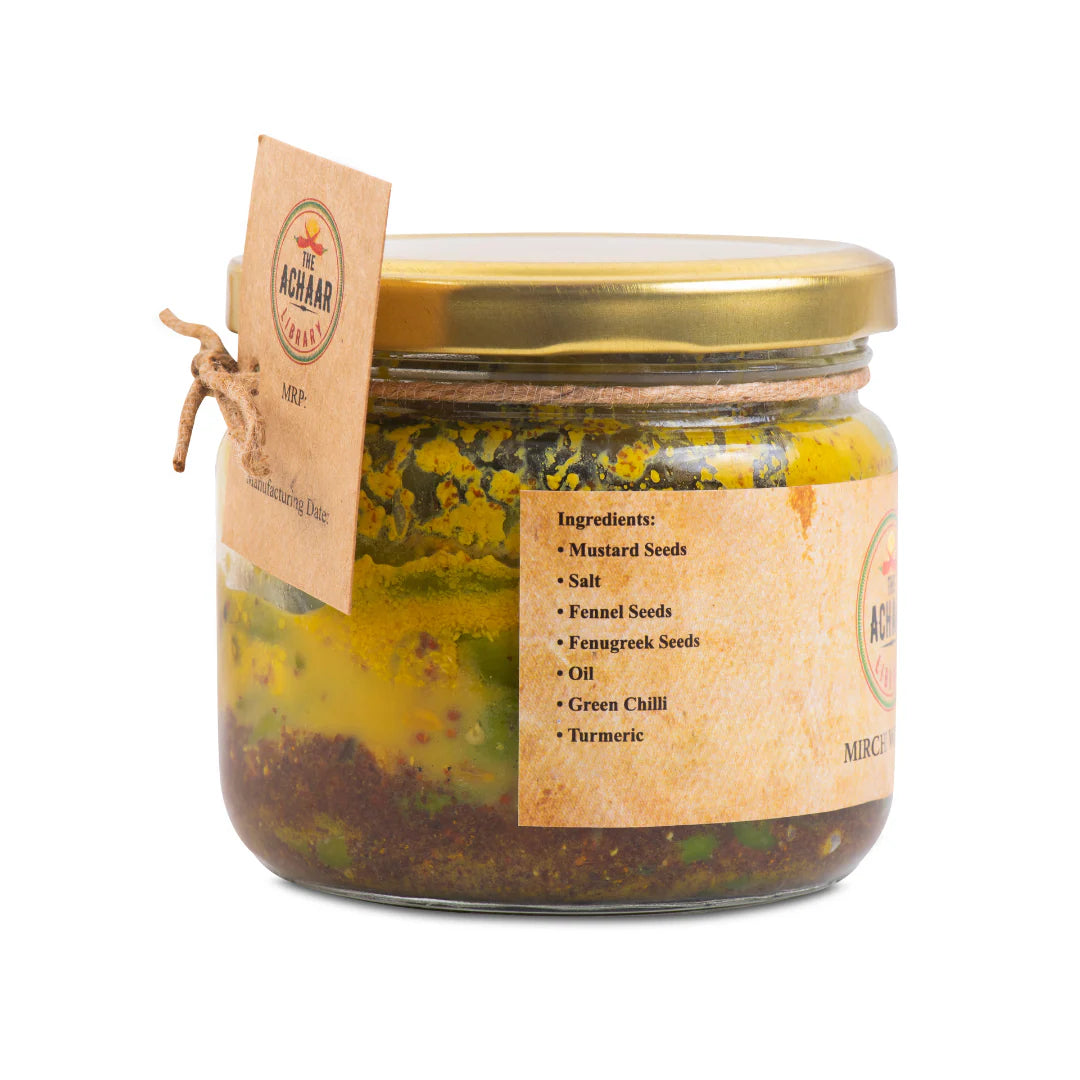 The Achaar Library - Green Chilli Pickle - Hari Mirchi Ka Achar with Oil 500g