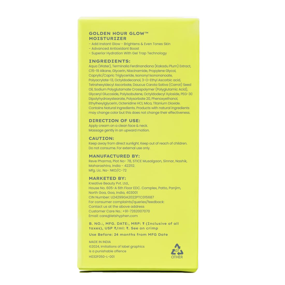 Hyphen Brightening Face Moisturizer with Vitamin C (50ml)