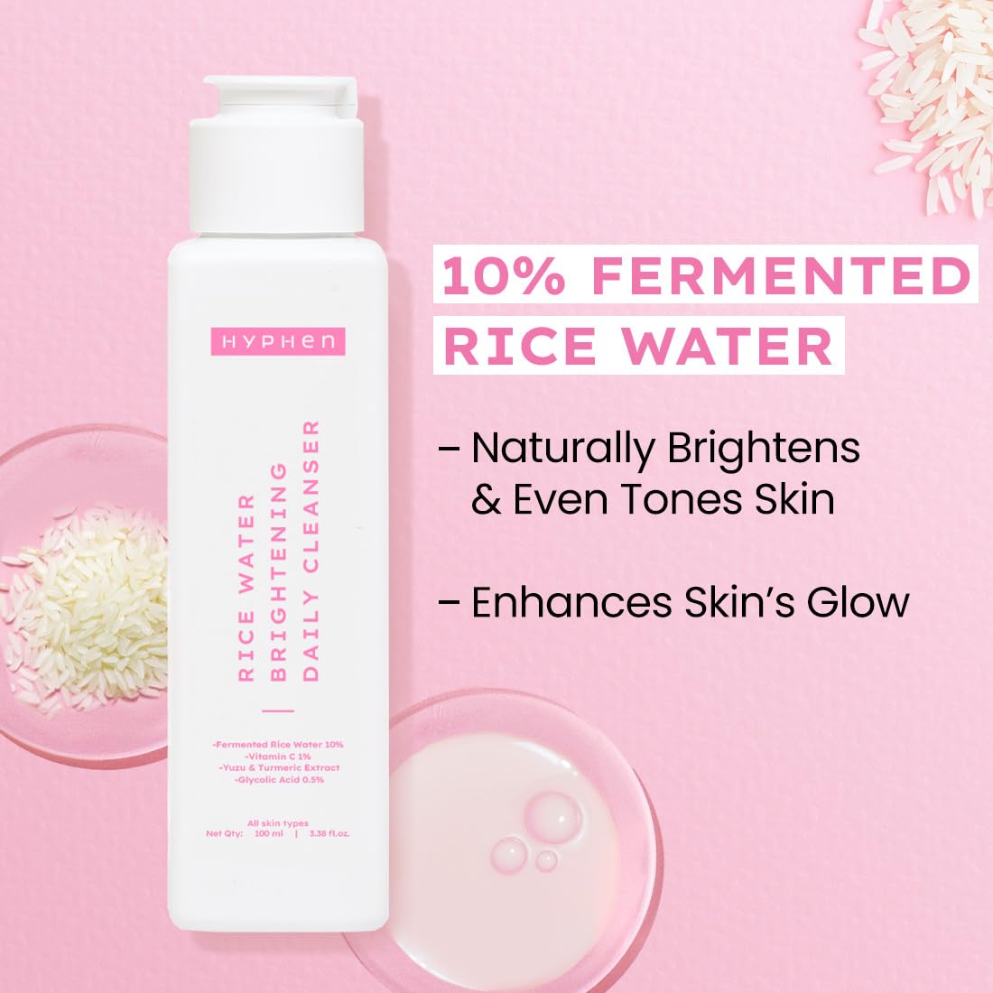 Hyphen Rice Water Brightening Face Wash 100ml