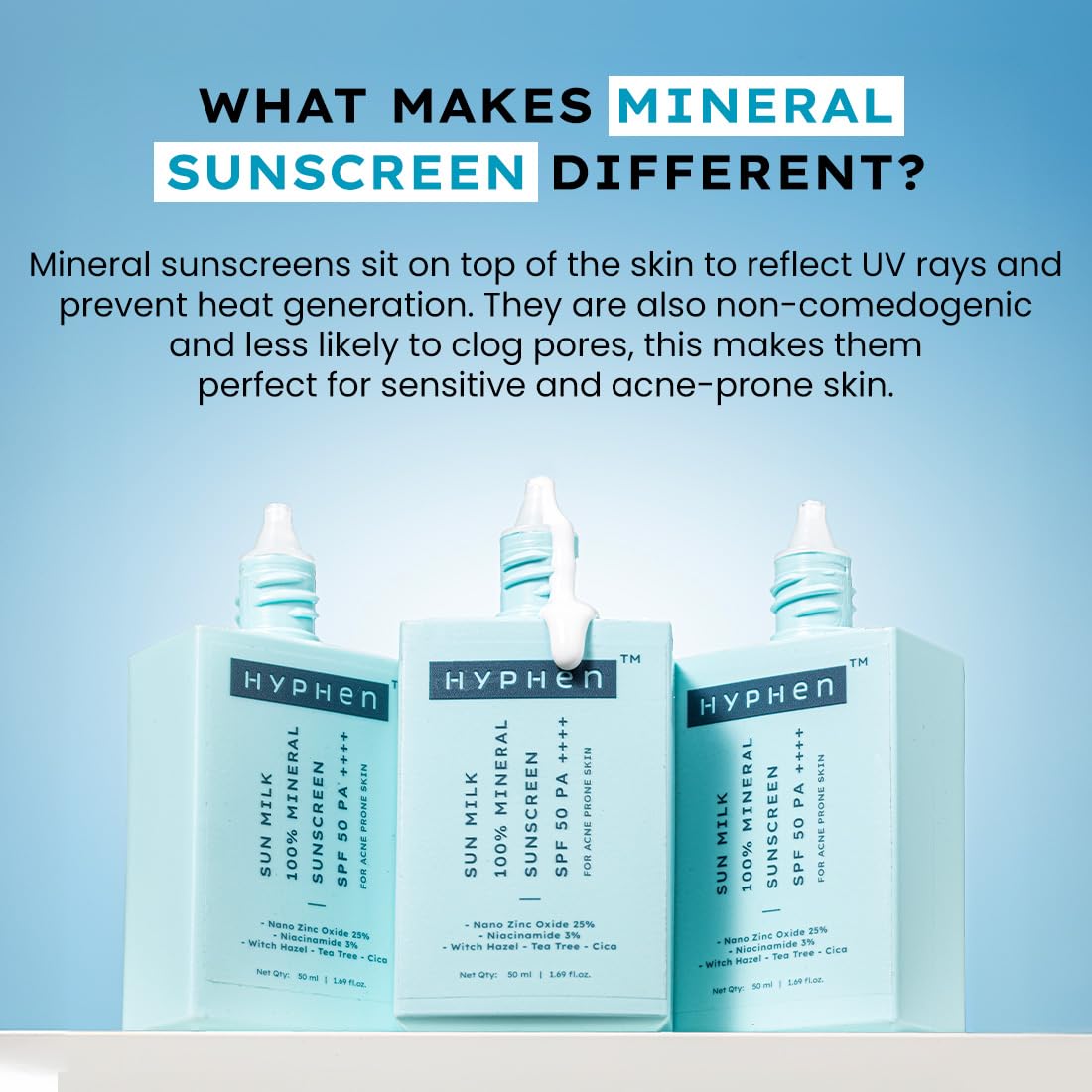 Hyphen Sun Milk Sunscreen SPF50 PA++++ 50ml | Mineral Care