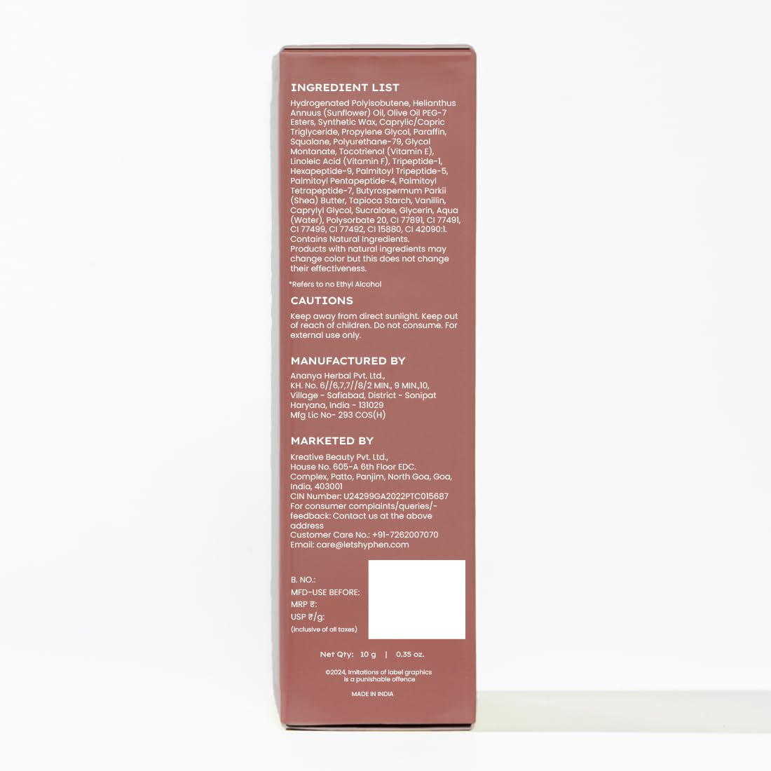 Hyphen Vintage Tinted Lip Balm 10g | Hydrating & Plumping