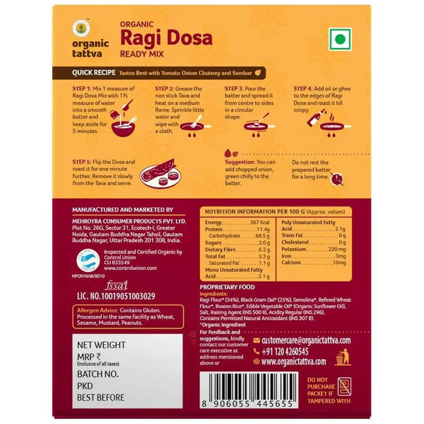 Organic Tattva Instant Ragi Dosa Mix- 200gms