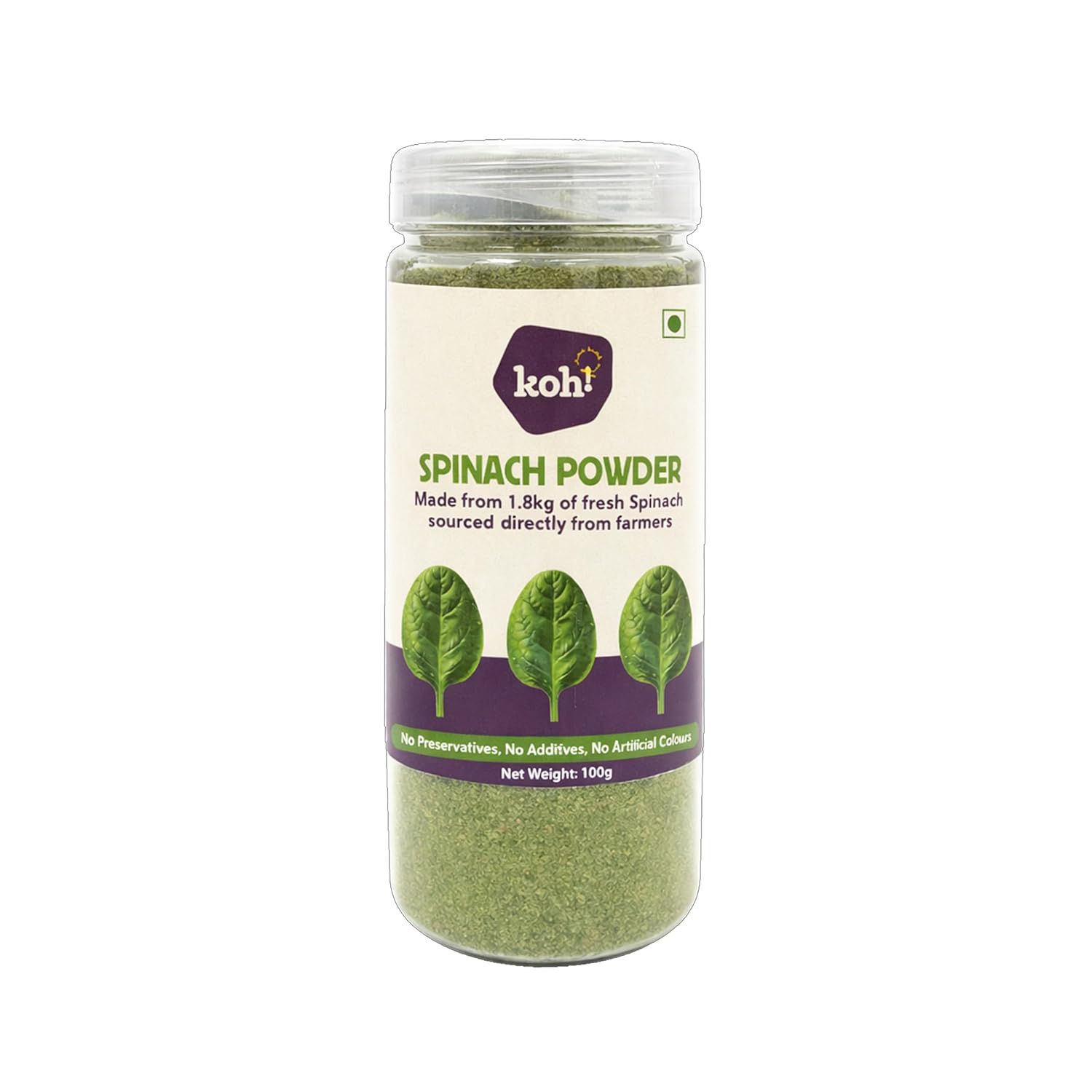 Koh 100% Pure Spinach Powder - 100g 