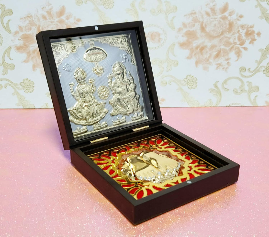 Lakshmi Ganapati Brass Gold Plated Photo Frame
