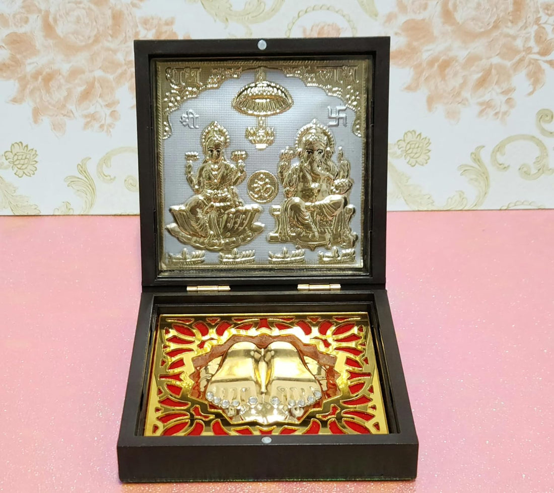 Lakshmi Ganapati Brass Gold Plated Photo Frame