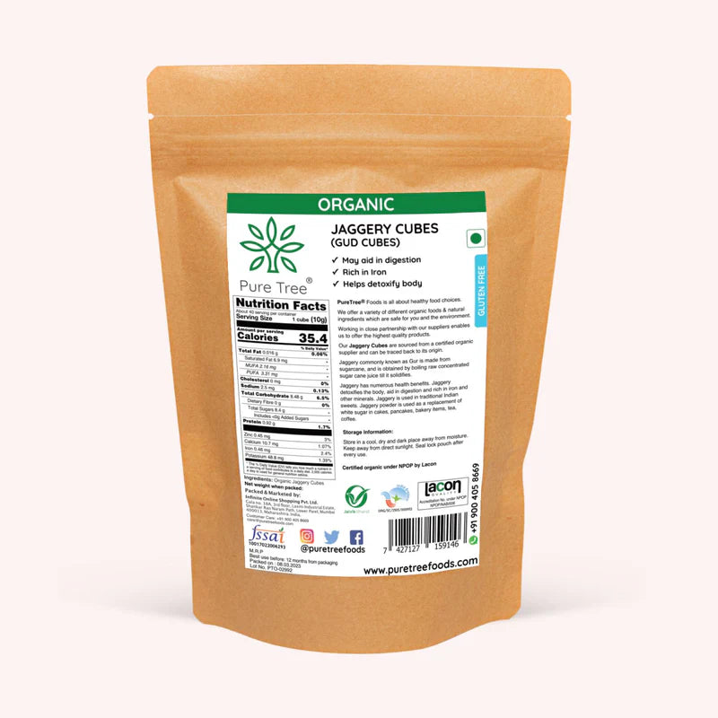 Pure Tree Organic Jaggery Cubes | Gur Cube
