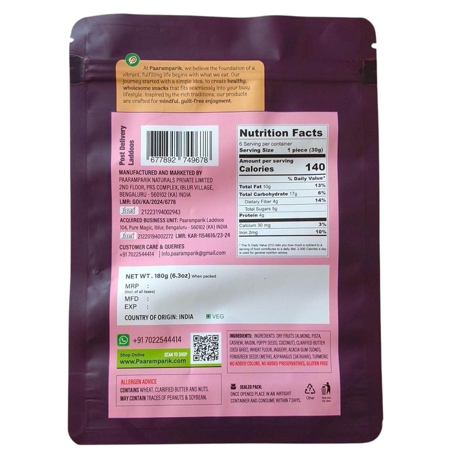 Paaramparik Gond Laddu Post Delivery 360 G -
