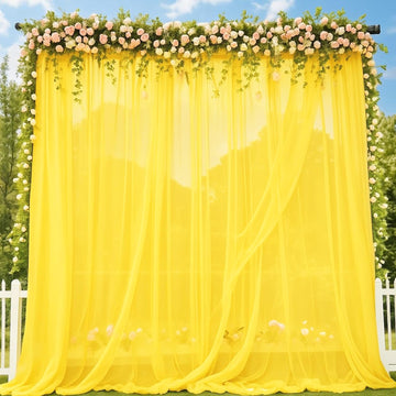 Yellow Net Backdrop for Pooja & Wedding Decorations