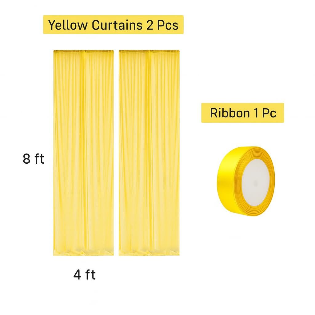 Yellow Net Backdrop for Pooja & Wedding Decorations