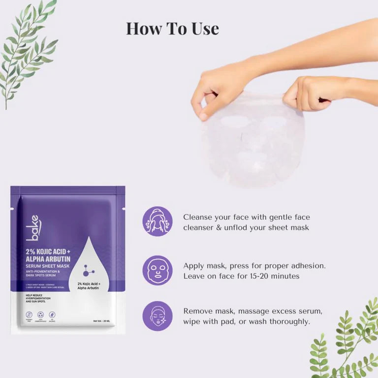 Bake 2% Kojic Acid + Alpha Arbutin Sheet Mask – 20 gm