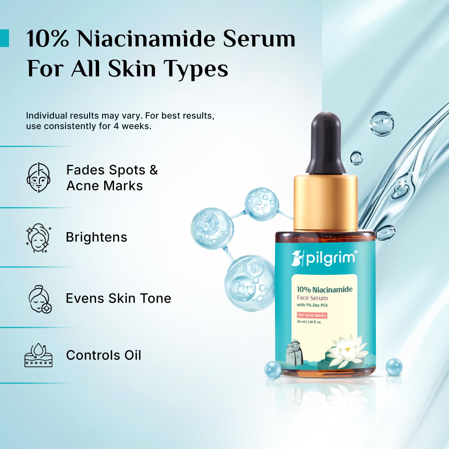 Pilgrim 10% Niacinamide Serum for Acne Marks & Oil Control