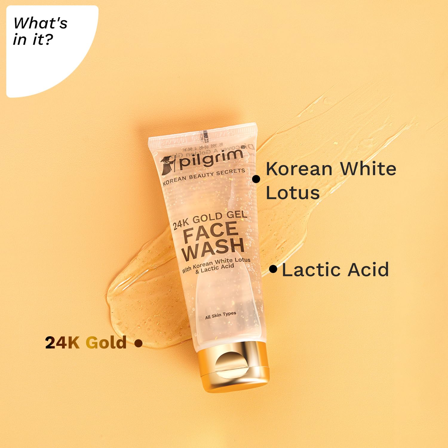 Pilgrim 24K Gold Gel Facewash – Glow & Even Skin Tone 80ml