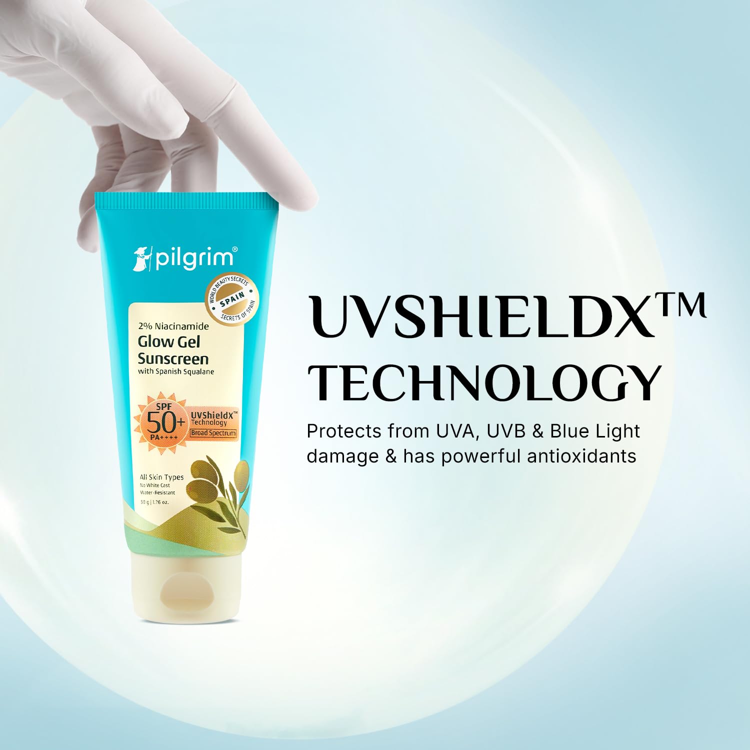 Pilgrim Glow Sunscreen SPF 50+++ with Niacinamide & Squalane