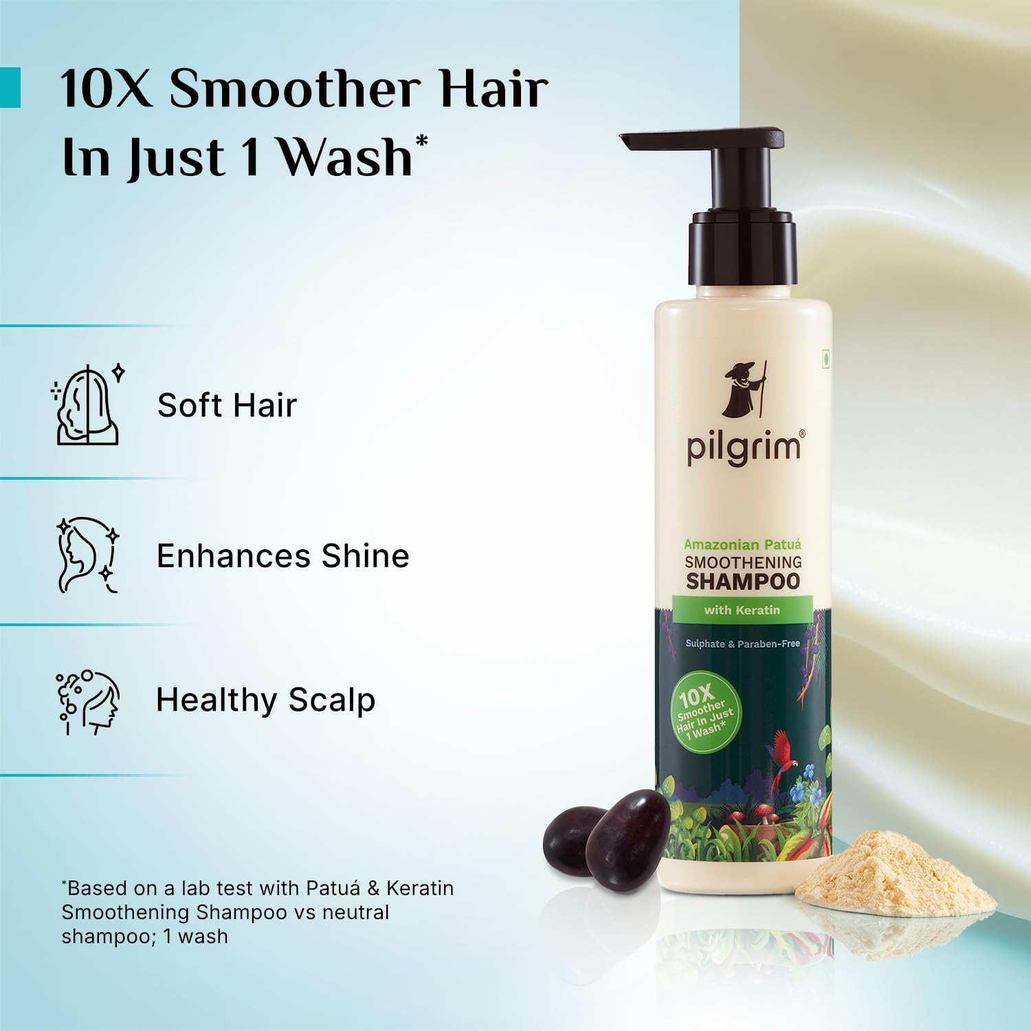 Pilgrim Patuá & Keratin Smoothening Shampoo for Frizz-Free Hair
