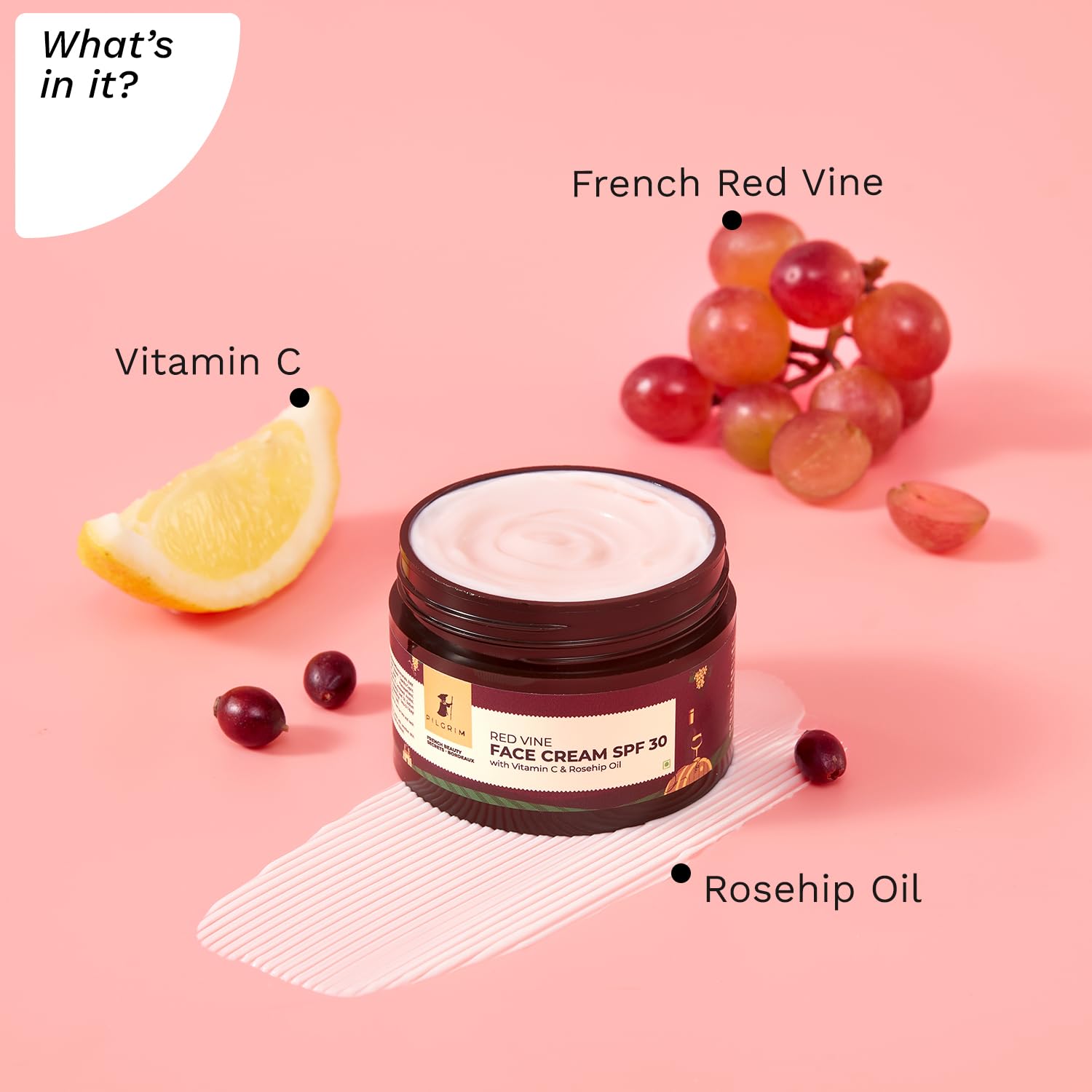 Pilgrim Red Vine Face Cream SPF 30 50g | Glow & Protection