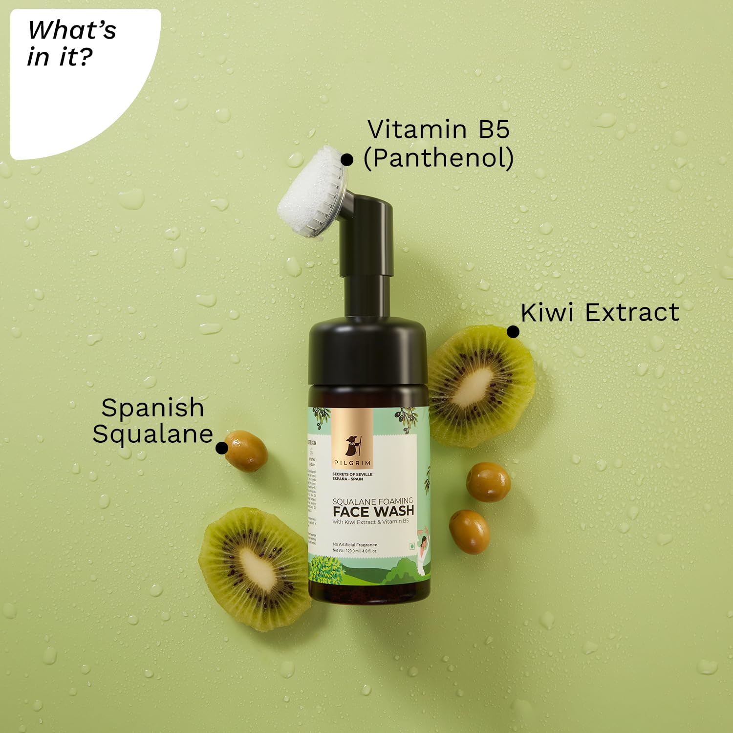 Pilgrim Squalane Foaming Face Wash with Kiwi & Aloe