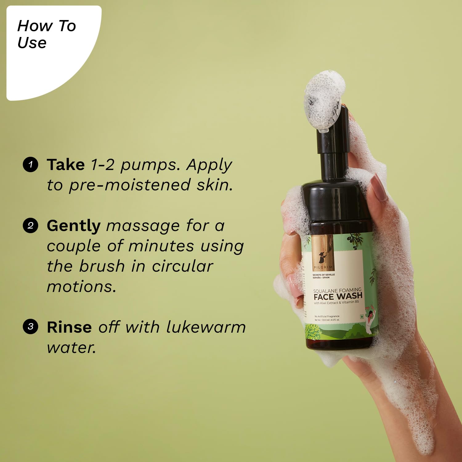 Pilgrim Squalane Foaming Face Wash with Kiwi & Aloe