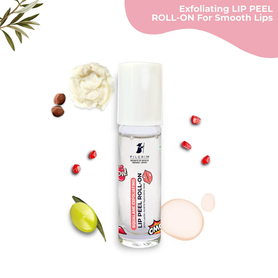 Pilgrim Squalane Lip Peel Roll-On for Soft, Glossy Lips