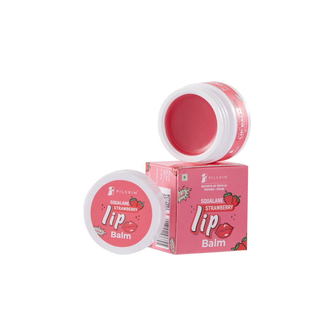 Pilgrim Squalane Strawberry Lip Balm for Soft, Hydrated Lips