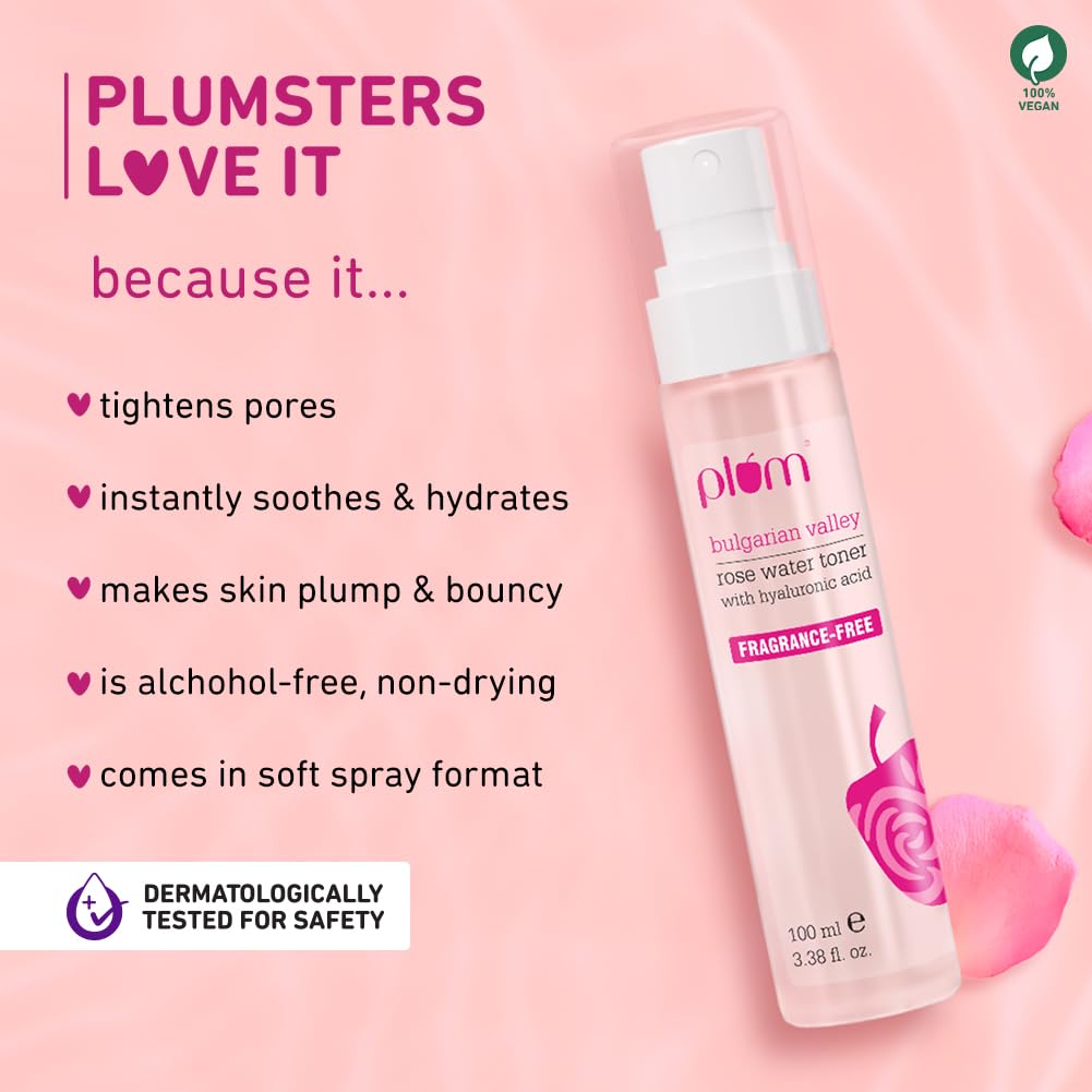 Plum Bulgarian Rose Water Face Toner with Hyaluronic 100ml