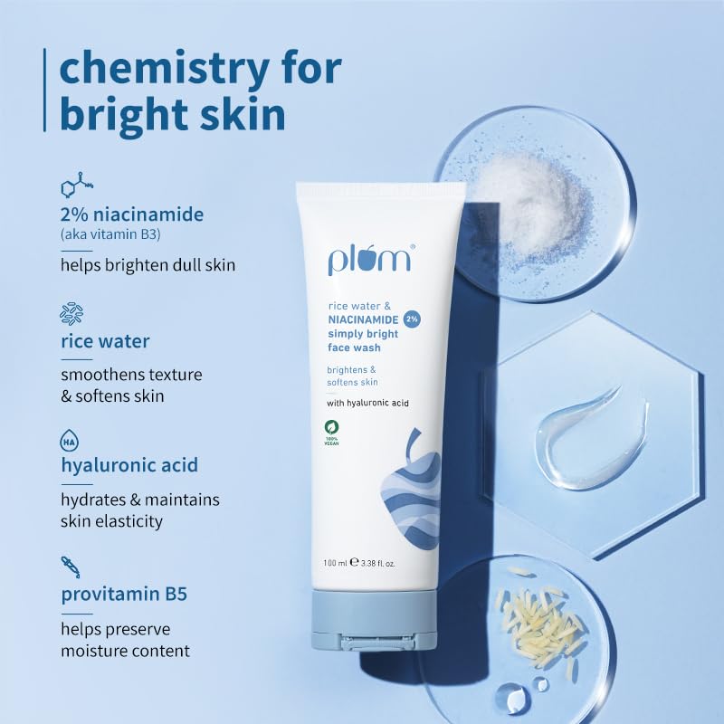 Plum Face Wash 100ml | 2% Niacinamide & Rice Water