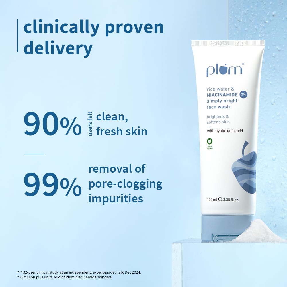 Plum Face Wash 100ml | 2% Niacinamide & Rice Water