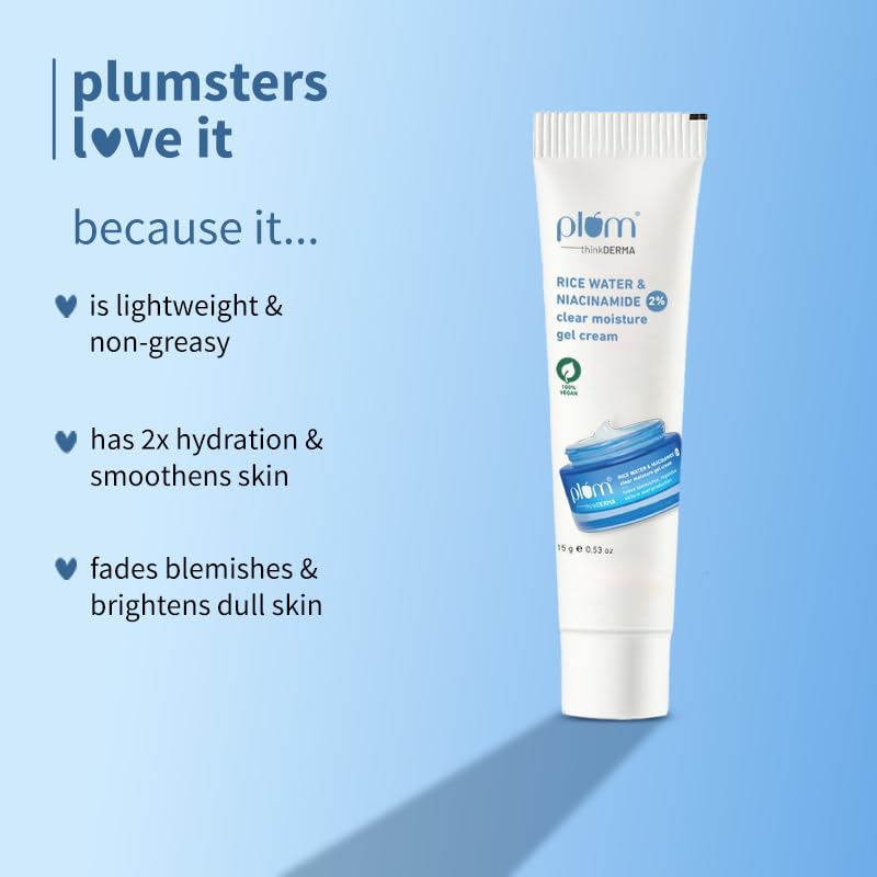 Plum Gel Cream Moisturizer 15g | 2% Niacinamide & Rice Water