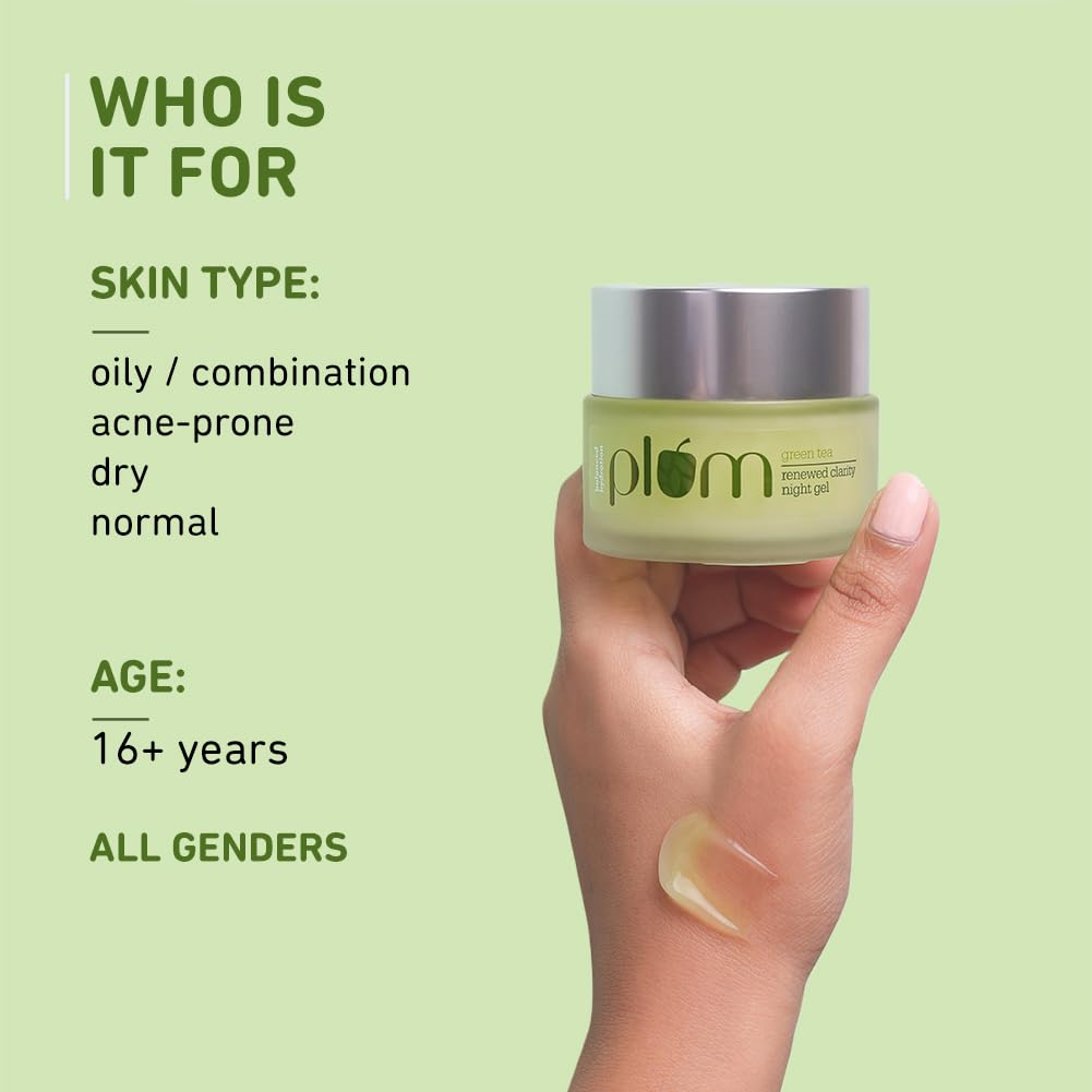 Plum Green Tea Night Gel 50ml | Clear, Hydrated Skin