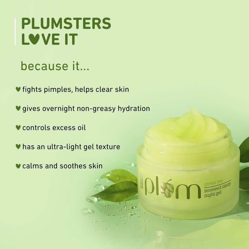 Plum Green Tea Night Gel 50ml | Clear, Hydrated Skin