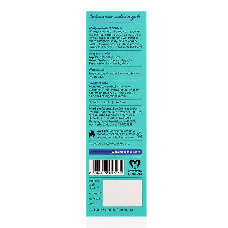 Plum Hawaiian Rumba Perfume 15ml – Tropical Beachy Fragrance